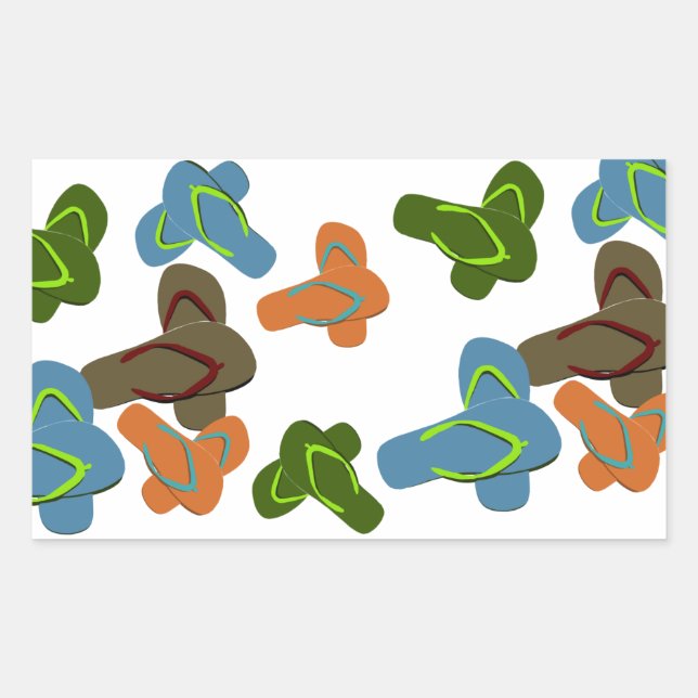 Summer Fun Flip Flops Rectangular Sticker (Front)