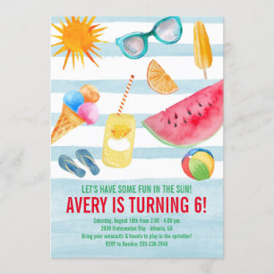 Summer Fun in the Sun Birthday Party Invitation