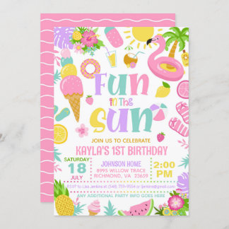 Summer Fun in the Sun Birthday Party Invitation