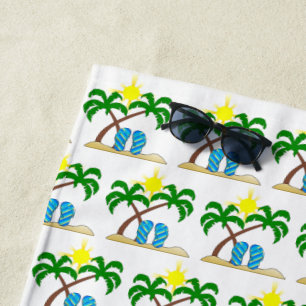 Summer Fun Kids Palm Trees and Flip-Flop Beach Towel