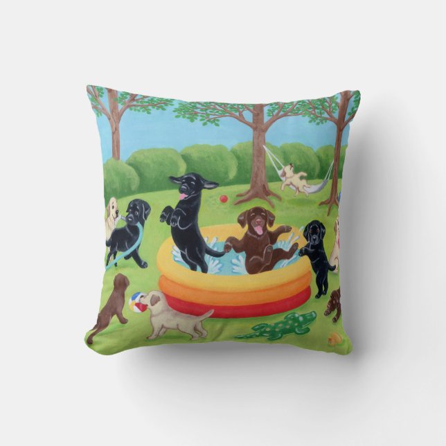 Summer Fun Labradors Painting Cushion (Front)