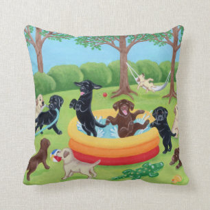 Summer Fun Labradors Painting Cushion