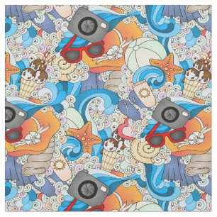 Summer Fun Pattern Add Your Initial 2 Fabric