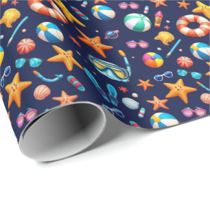 Summer Fun Pattern blue Wrapping Paper