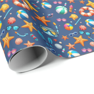 Summer Fun Pattern light blue Wrapping Paper
