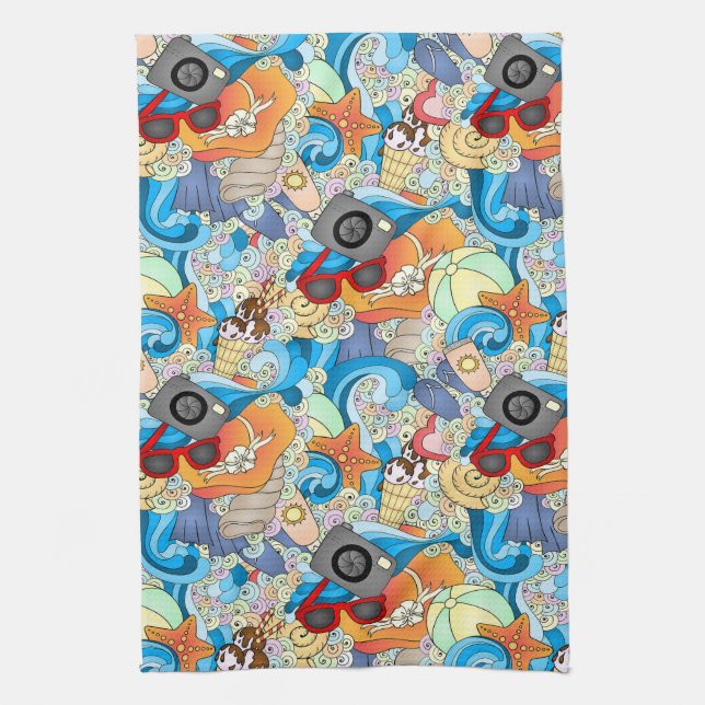 Summer Fun Pattern Tea Towel (Vertical)