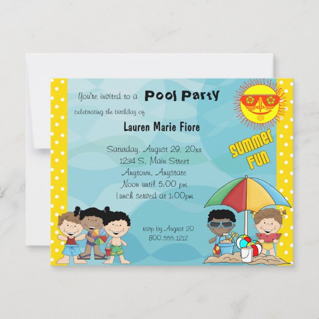 Summer Fun Pool Party Birthday Invitation (Front)