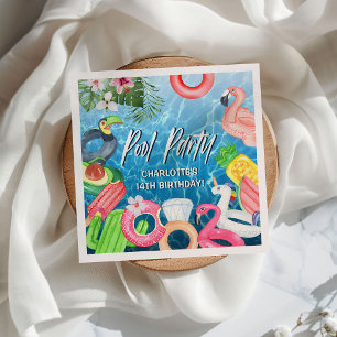 Summer Fun Pool Party Birthday Napkin