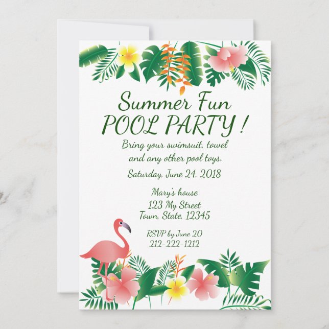 Summer Fun Pool party invitation (Front)
