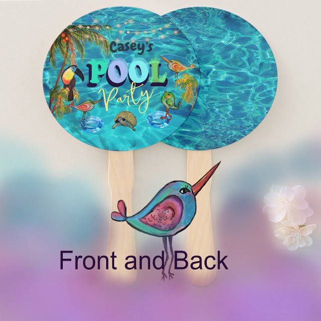 Summer Fun Pool Party Tropical  Hand Fan (Summer Fun Pool Party Tropical Hand Fan)