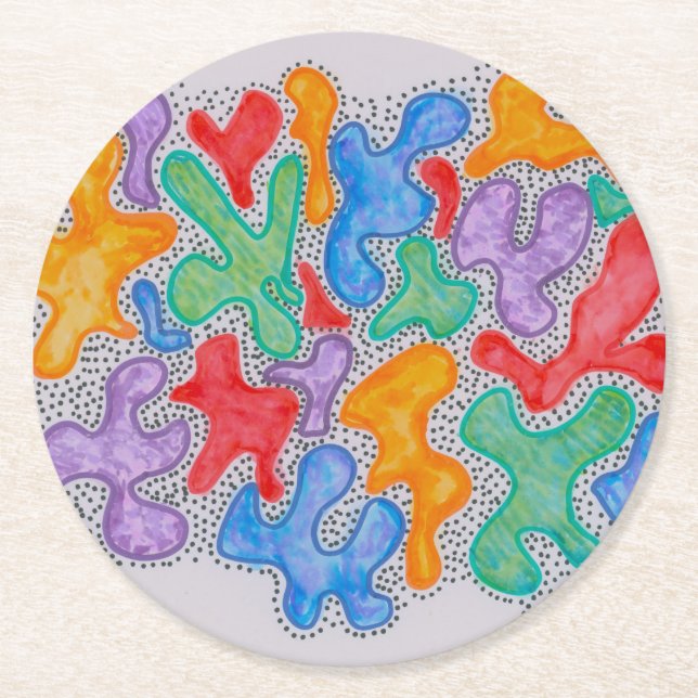 Summer fun round paper coaster (Front)