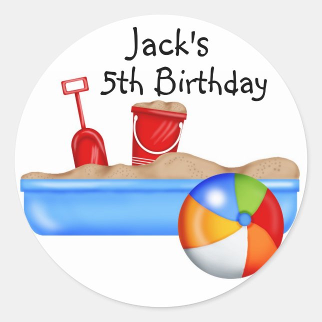 Summer Fun Sand box Beach Ball Classic Round Sticker (Front)