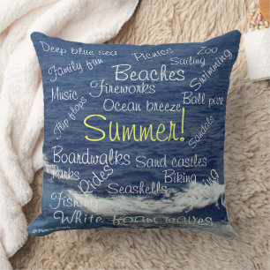 Summer Fun Sayings Beach Waves Reversible Cushion