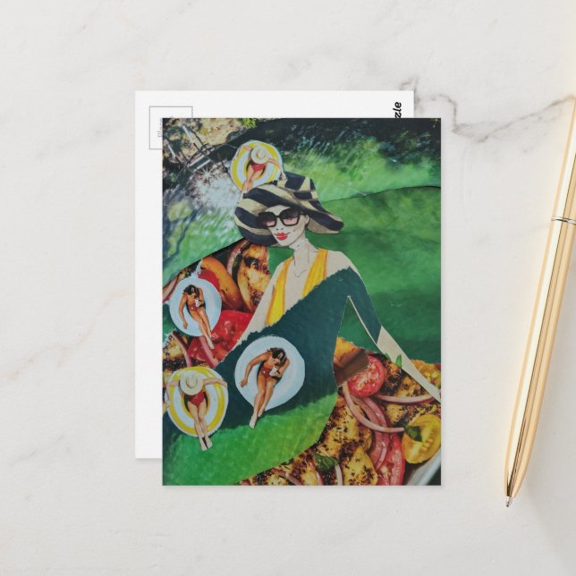 Summer Fun Themed Collage Postcard (Front/Back In Situ)