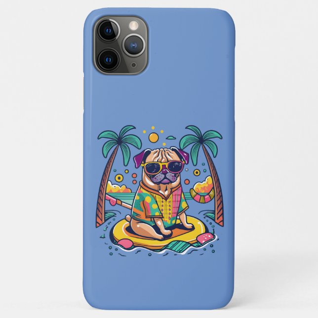 Summer Fun with Cute Pug Dog in Pool Case-Mate iPhone Case (Back)