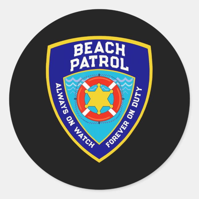 Summer Funny Beach Patrol Ocean Forever On Duty Li Classic Round Sticker (Front)