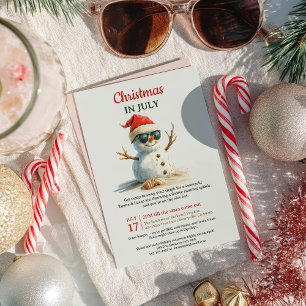 Summer Funny Christmas in July Snowman Sunglasses Invitation