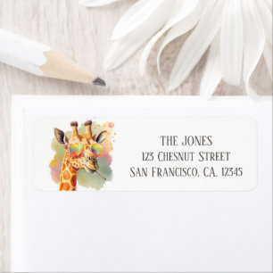 Summer Funny Giraffe Sunglasses Return Address Label