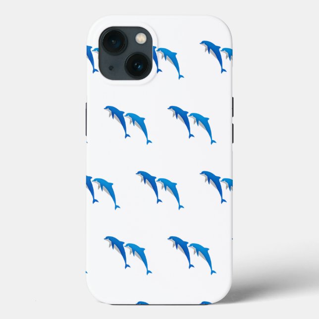 SUMMER, FUNNY GRAY AND BLUE DOLPHINS Case-Mate iPhone CASE (Back)