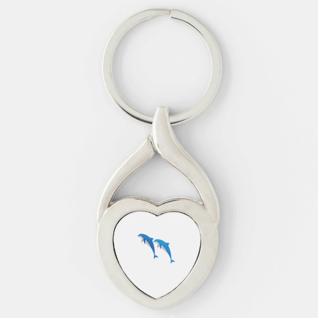 SUMMER, FUNNY GRAY AND BLUE DOLPHINS KEY RING (Front)