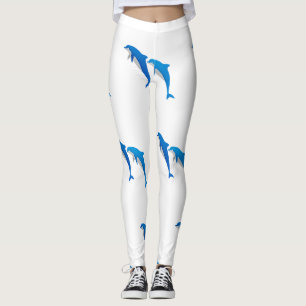 SUMMER, FUNNY GRAY AND BLUE DOLPHINS LEGGINGS