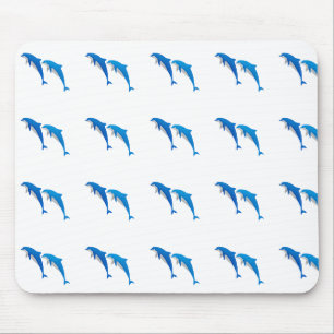 SUMMER, FUNNY GRAY AND BLUE DOLPHINS MOUSE PAD