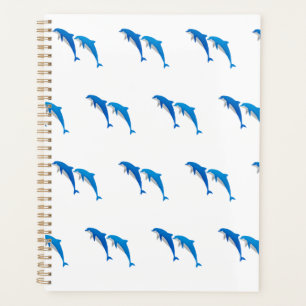 SUMMER, FUNNY GRAY AND BLUE DOLPHINS PLANNER