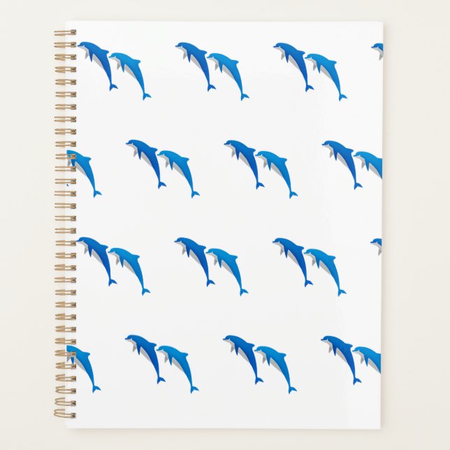 SUMMER, FUNNY GRAY AND BLUE DOLPHINS PLANNER (Front)