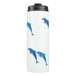 SUMMER, FUNNY GRAY AND BLUE DOLPHINS THERMAL TUMBLER