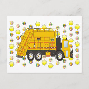 Summer Garbage Truck August Postcard