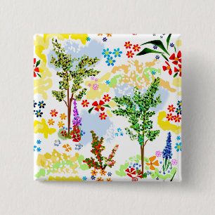 Summer garden 15 cm square badge