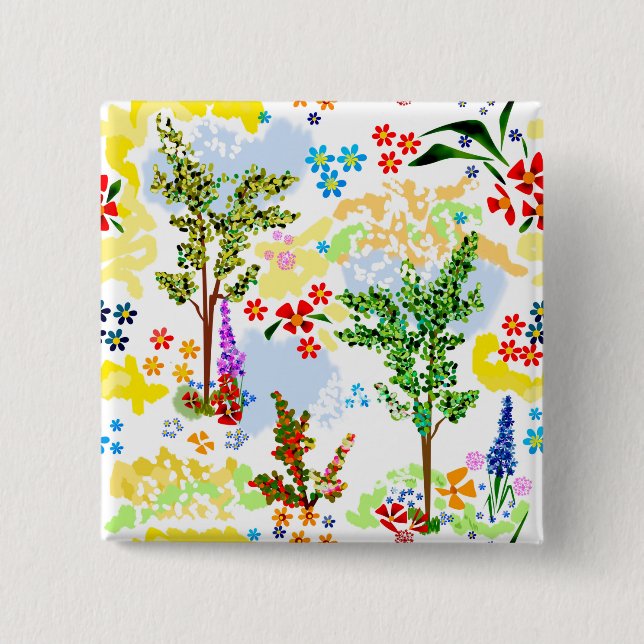 Summer garden 15 cm square badge (Front)