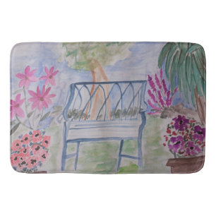 Summer Garden Bench Bath Mat