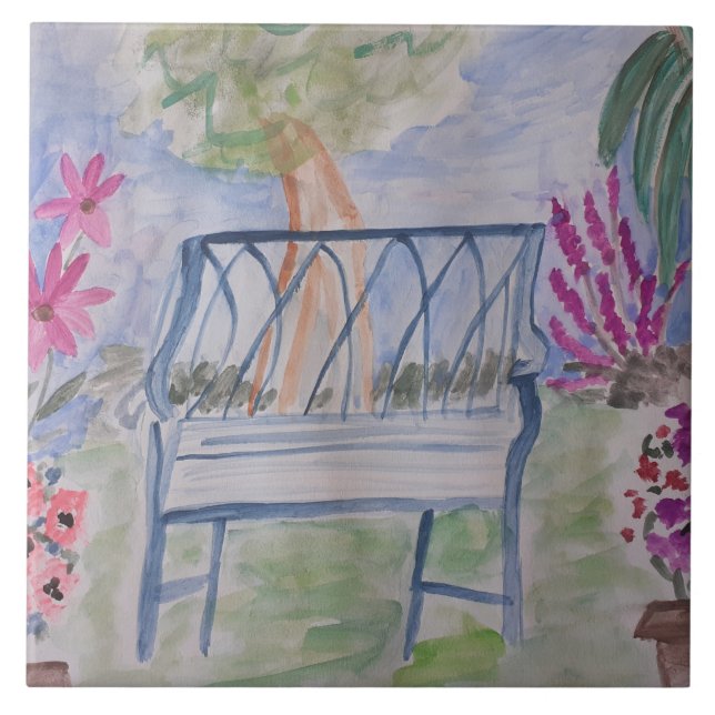 Summer Garden Bench Ceramic Tile (Front)