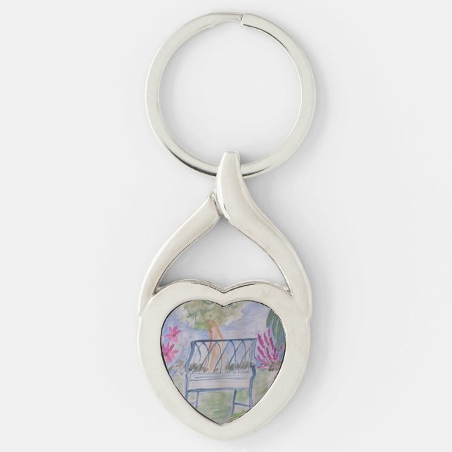 Summer Garden Bench Metal Key Ring (Front)