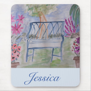 Summer Garden Bench Mouse Pad