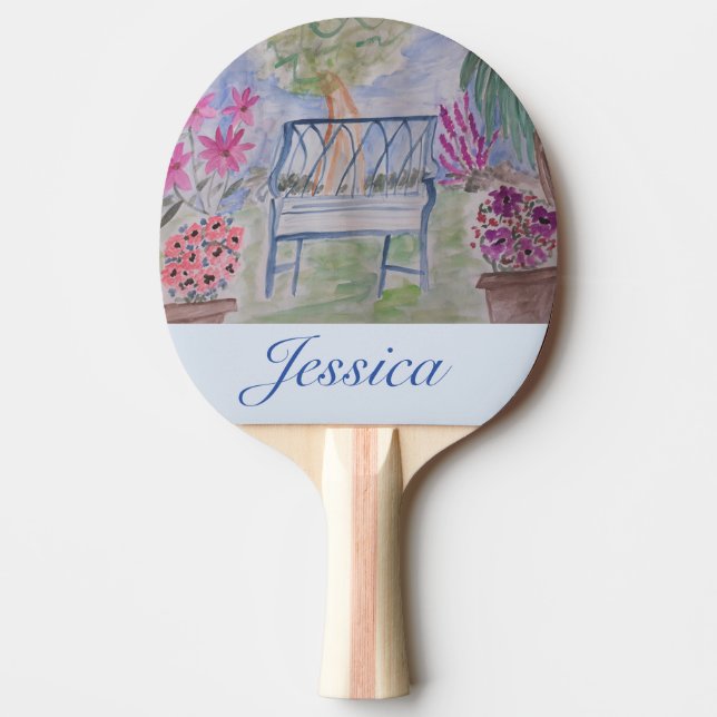 Summer Garden Bench  Ping Pong Paddle (Front)