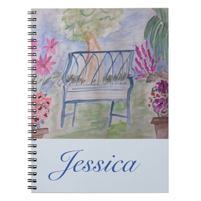 Summer Garden Bench Spiral Notebook (Front)