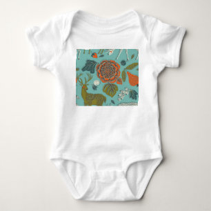 Summer Garden Deer Seamless Illustration. Baby Bodysuit