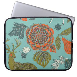 Summer Garden Deer Seamless Illustration. Laptop Sleeve