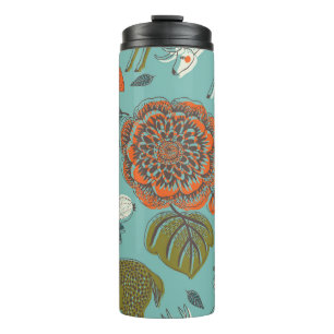 Summer Garden Deer Seamless Illustration. Thermal Tumbler