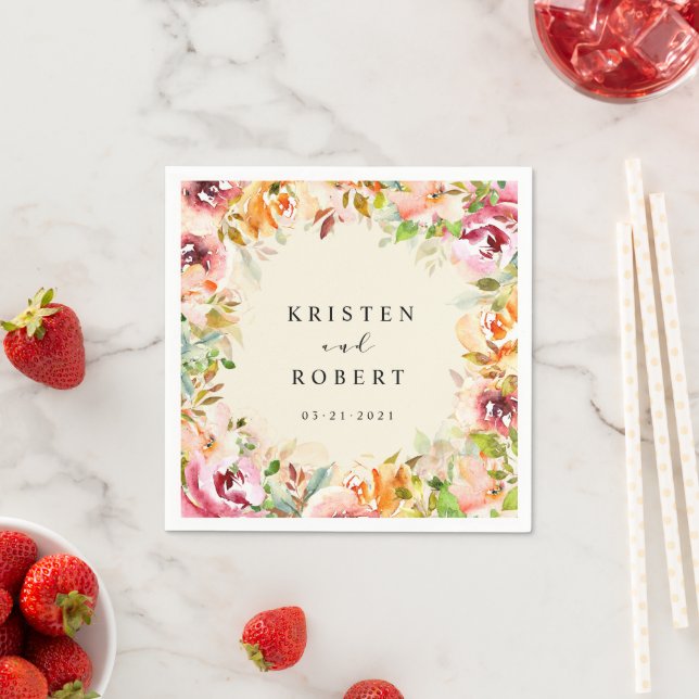 Summer Garden Floral Elegant Wedding Napkin (Insitu)