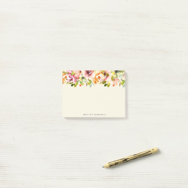 Summer Garden Floral Monogram Post-it Notes (On Desk)