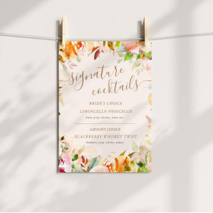 summer garden floral signature cocktail Sign