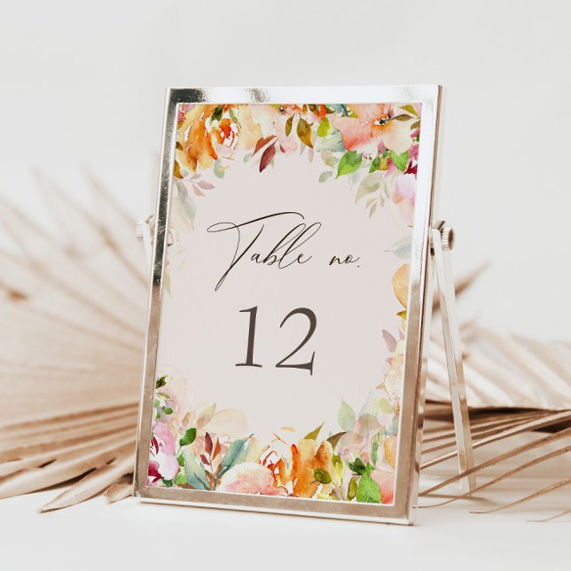 Summer Garden Floral Table Number Seating Card (Creator Uploaded)