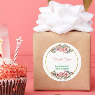 Summer Garden Floral Thank You Classic Round Sticker