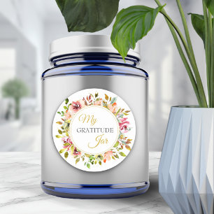 Summer Garden Floral Thank You Gratitude Jar Classic Round Sticker