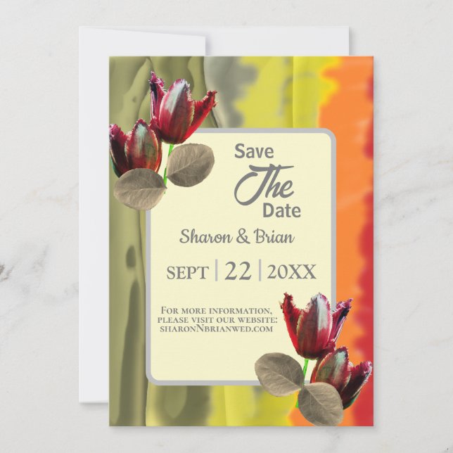 Summer Garden Floral Tulip Save-The-Date Invitation (Front)