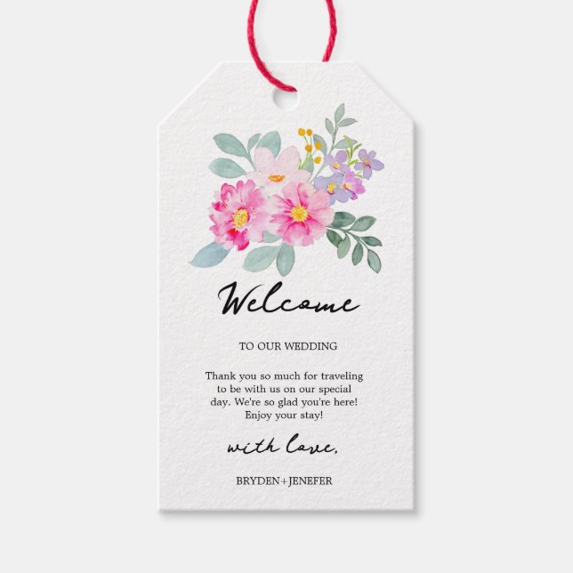 Summer Garden Floral Wedding Gift Tags (Front)