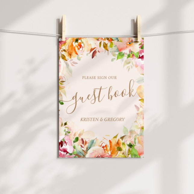Summer Garden Floral Wedding Guest Book Poster (Creator Uploaded)